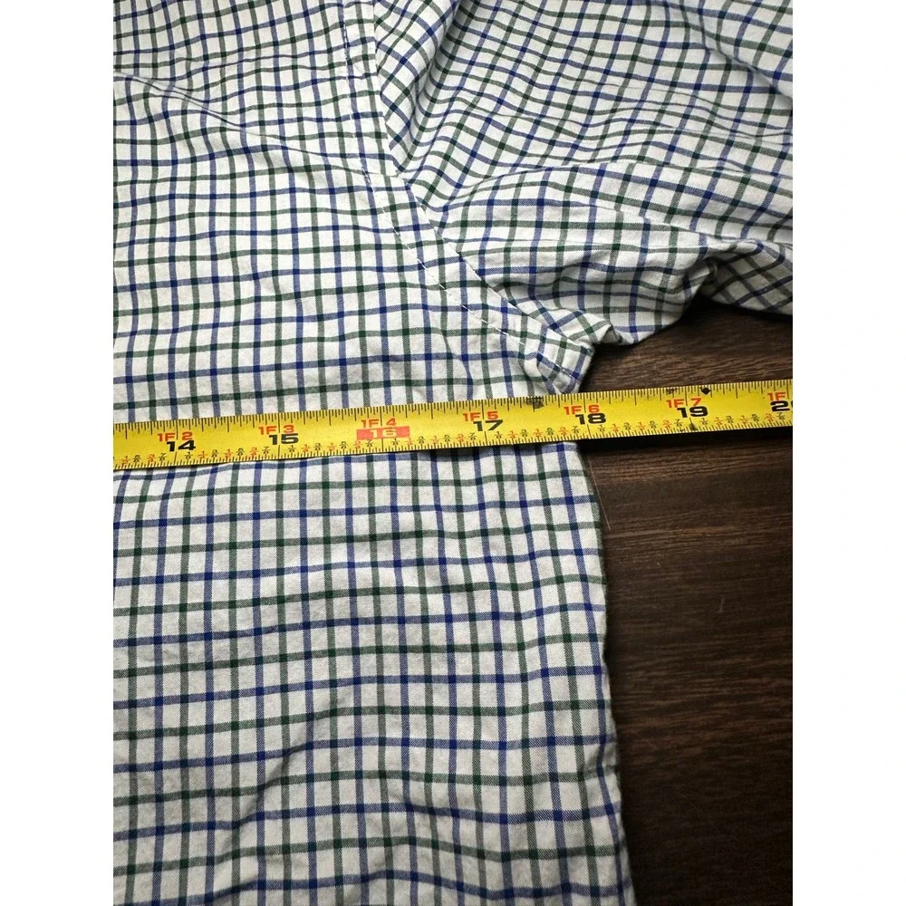 Ralph Lauren Boys Green Navy Blue Tattersall Check‎ Button Down Shirt L 14-16